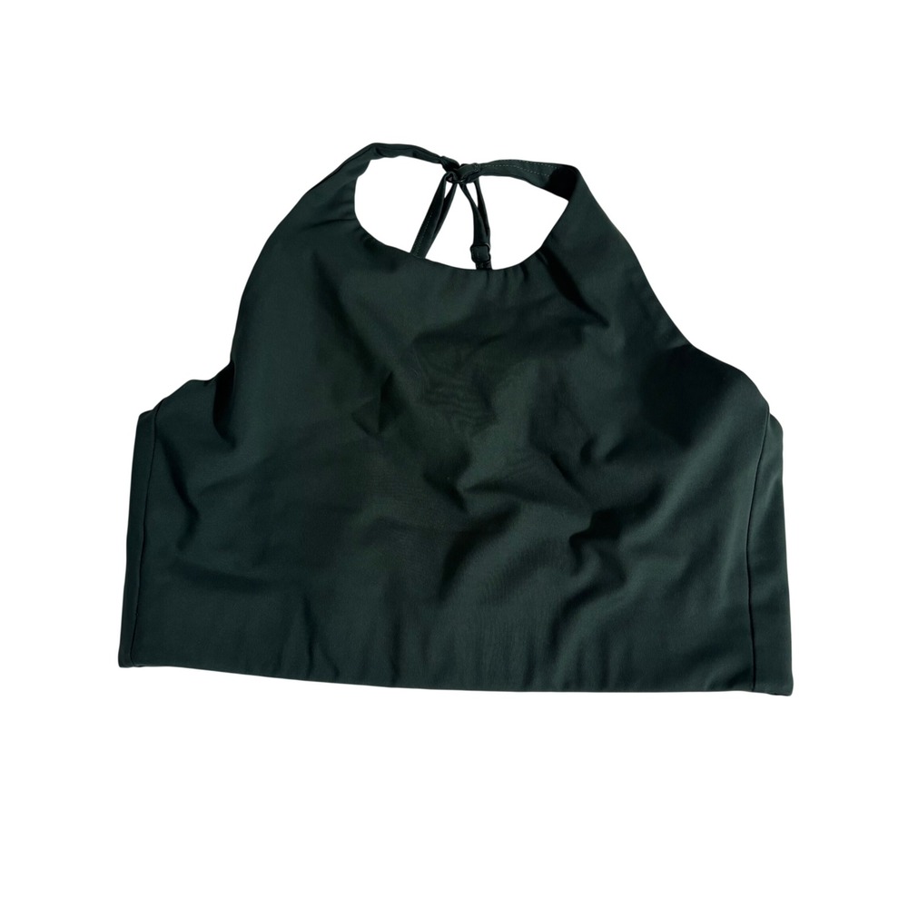Girlfriend Collective Topanga Halter Sports Bra Moss Green High Neck Size Medium